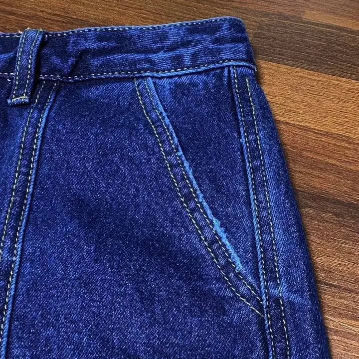 [BUNJANG] Vintage Denim Long Skirt / 빈티지 진청 청 앞트임 트임 데님 버튼 디자인 롱 치마 스커트