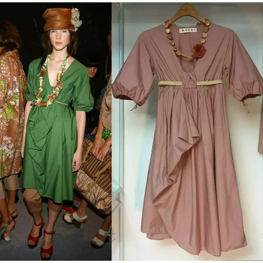 [BUNJANG] MARNI Cotton High-Waist Drape Dress / 명품 MARNI 마르니 쇼라인 코튼 하이웨이스트 볼륨 드레이프 원피스
