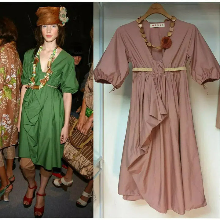 [BUNJANG] MARNI Cotton High-Waist Drape Dress / 명품 MARNI 마르니 쇼라인 코튼 하이웨이스트 볼륨 드레이프 원피스