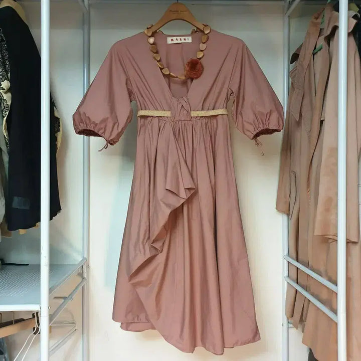 [BUNJANG] MARNI Cotton High-Waist Drape Dress / 명품 MARNI 마르니 쇼라인 코튼 하이웨이스트 볼륨 드레이프 원피스