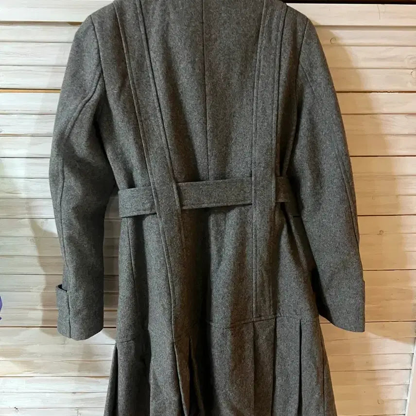 [BUNJANG] Calvin Klein Gray Wool Coat / 캘빈클라인 그레이 벨트 모직 코트