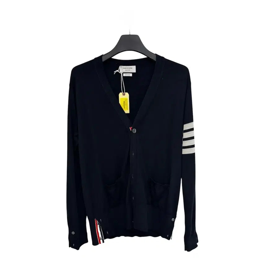 [BUNJANG] Thom Browne Merino Wool Navy Cardigan / 4 / 톰브라운 사선완장 메리노울 네이비 가디건