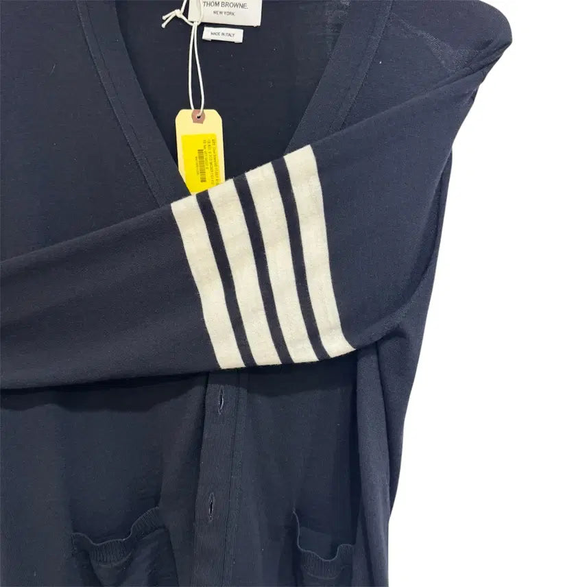 [BUNJANG] Thom Browne Merino Wool Navy Cardigan / 4 / 톰브라운 사선완장 메리노울 네이비 가디건