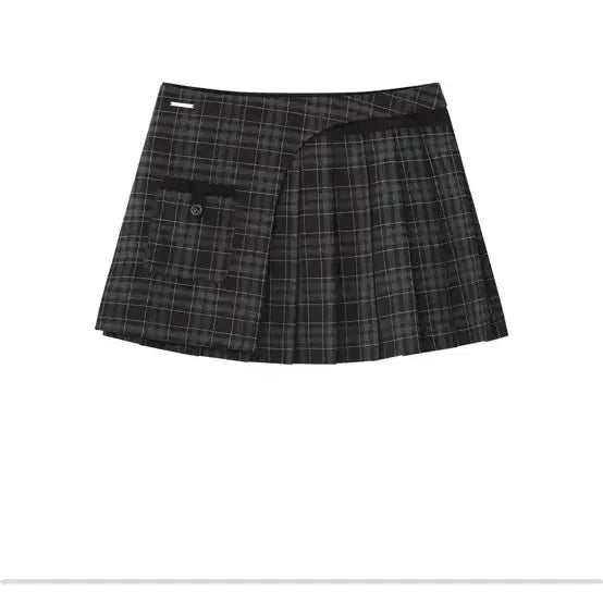 [SOLD OUT] 미세키서울 Pocket layered check skirt BLACK 1
