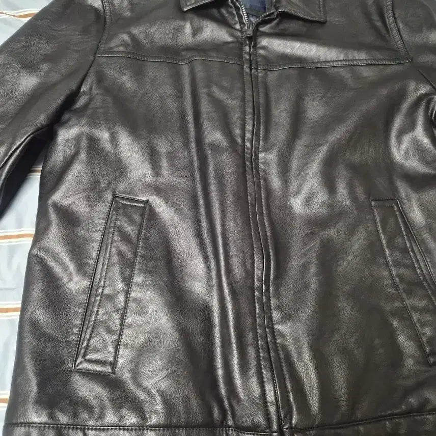 [BUNJANG] Tommy Hilfiger Quilted Leather Jacket (Size 100) / 타미힐피거 누빔 가죽자켓 100사이즈