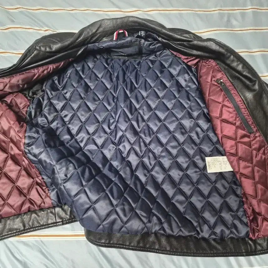 [BUNJANG] Tommy Hilfiger Quilted Leather Jacket (Size 100) / 타미힐피거 누빔 가죽자켓 100사이즈