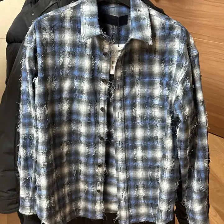 [BUNJANG] Juun.J Grid Shirt Blue / (44) 준지 그리드 셔츠 블루 팔아요