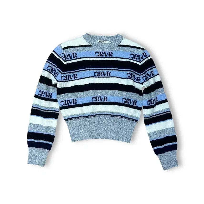 [BUNJANG] GROVE Striped Crop Knit Top / 그로브 크롭 니트