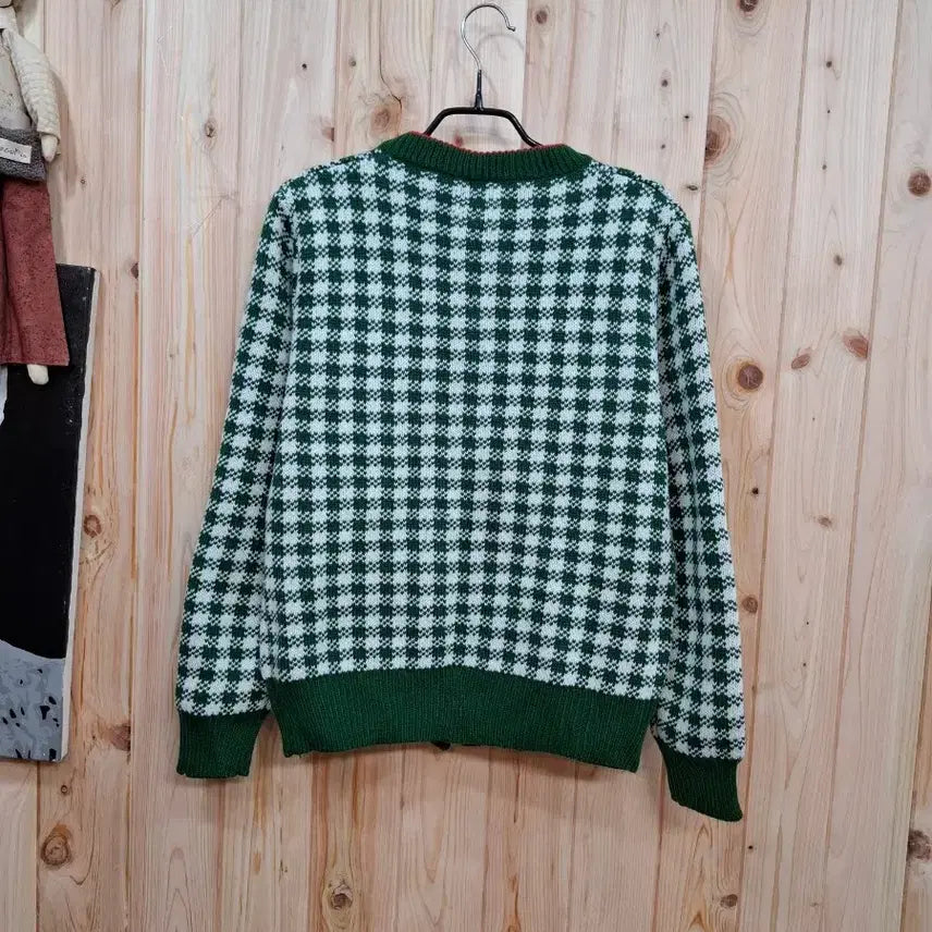 [BUNJANG] Green Check Pattern Cardigan / 31.패션  체크패턴 그린 가디건