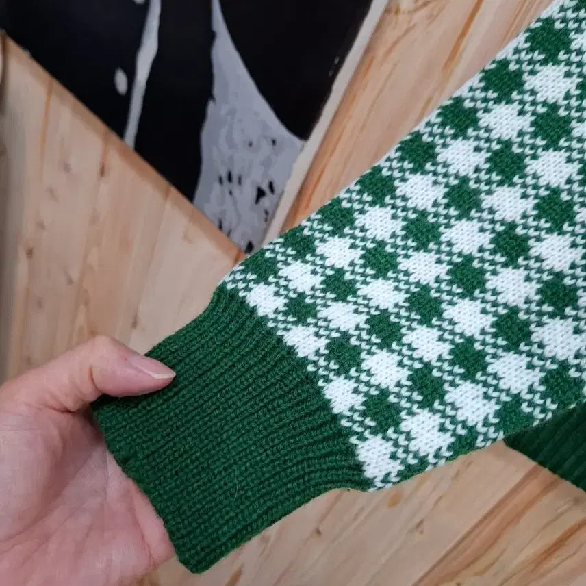 [BUNJANG] Green Check Pattern Cardigan / 31.패션  체크패턴 그린 가디건