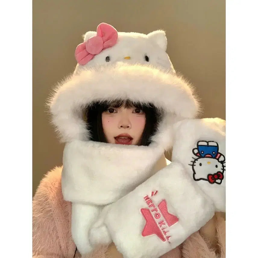 [BUNJANG] Sanrio Hello Kitty Hooded Muffler / 산리오 헬로키티 후드 머플러 새상품