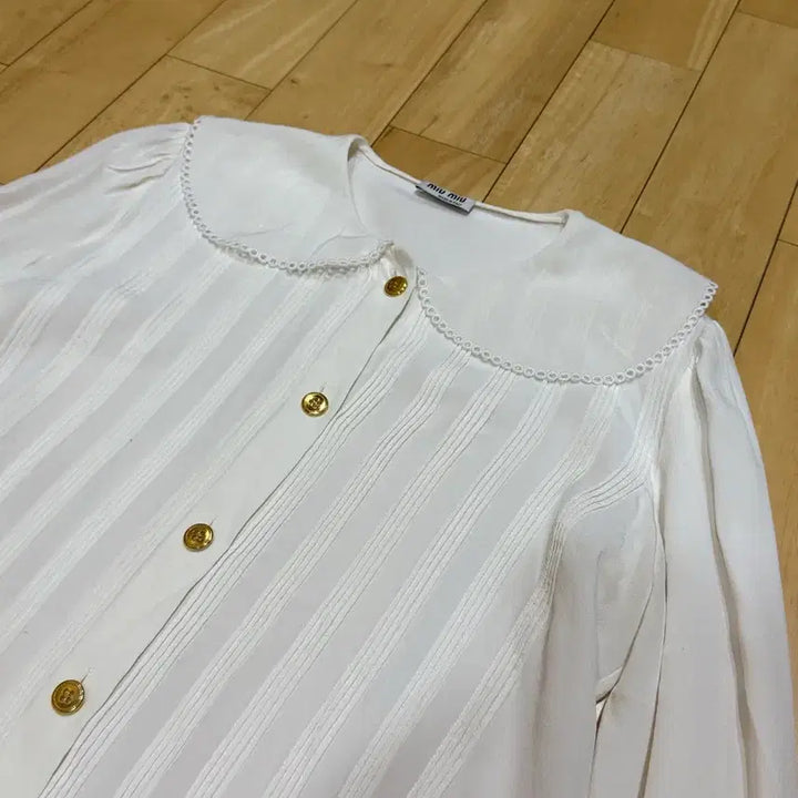 [BUNJANG] Miu Miu Lace Collar Silk Blouse / 미우미우 카라 레이스 실크 블라우스