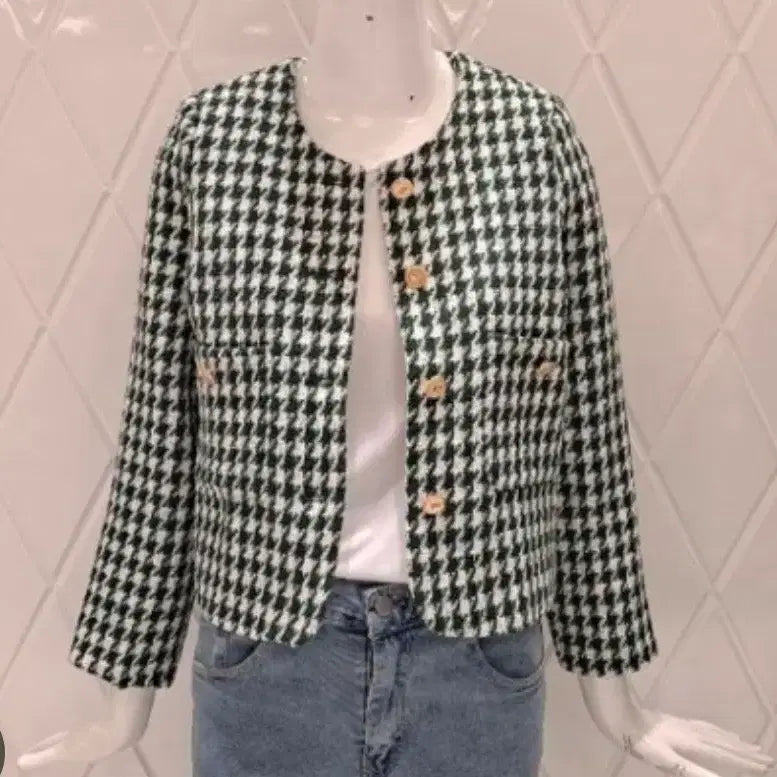 [BUNJANG] Houndstooth Check Tweed Jacket / 하객룩  체크 트위드 자켓 ㅡ새상품