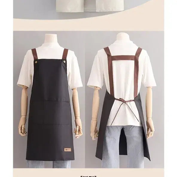 [BUNJANG] Simple Black Waterproof Apron / 심플 블랙 방수 앞치마