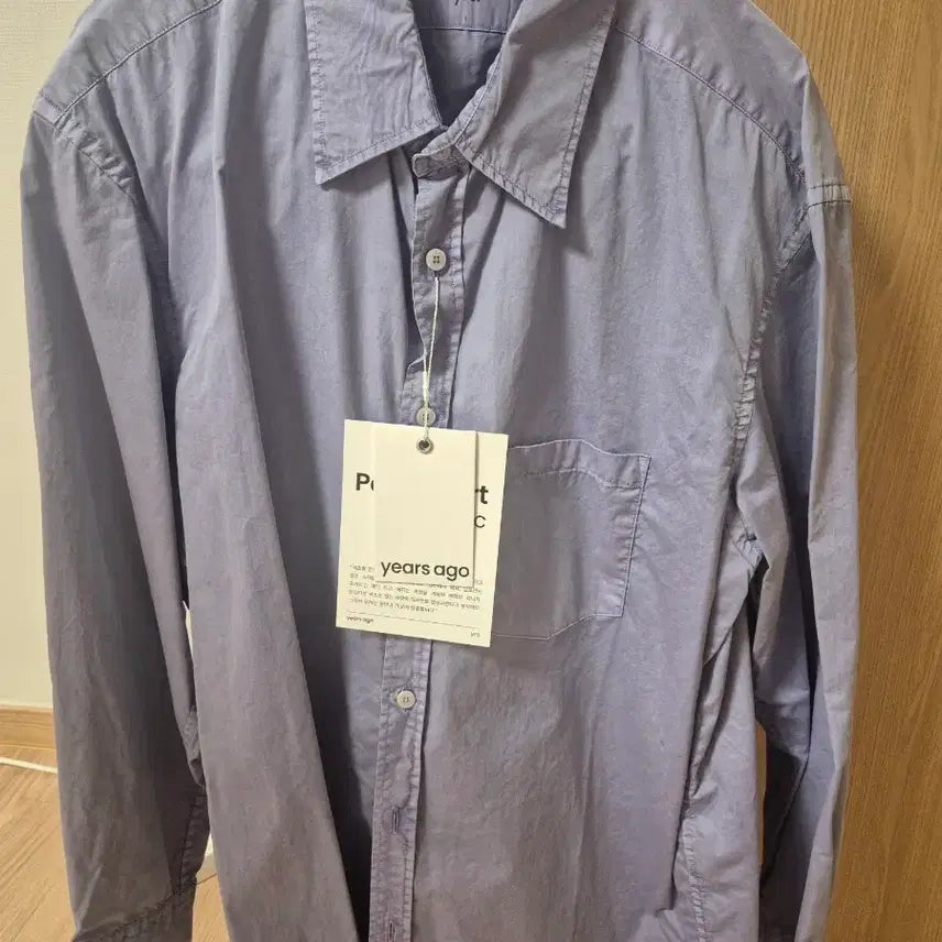 [BUNJANG] Years Ago Poika Shirt Lavender Satin Typewriter / (새상품 1,s) 이얼즈어고 포이카셔츠 라벤더 사틴 타입라이터