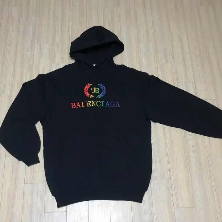 [BUNJANG] Balenciaga Rainbow Laurel Logo Oversized Hoodie XS / 발렌시아가 레인보우 월계수 후드 xs 압구정 갤러리아 구매