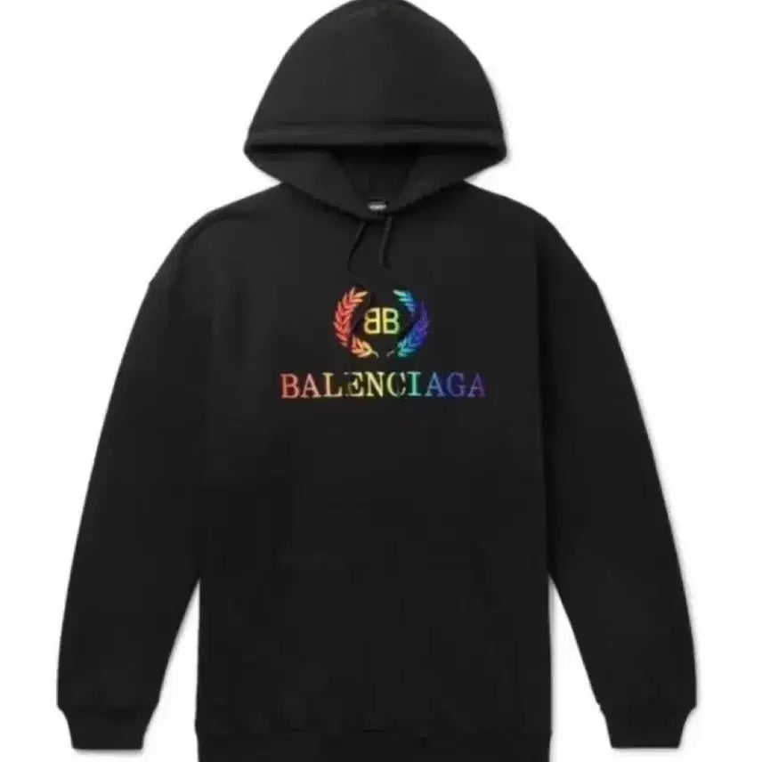 [BUNJANG] Balenciaga Rainbow Laurel Logo Oversized Hoodie XS / 발렌시아가 레인보우 월계수 후드 xs 압구정 갤러리아 구매