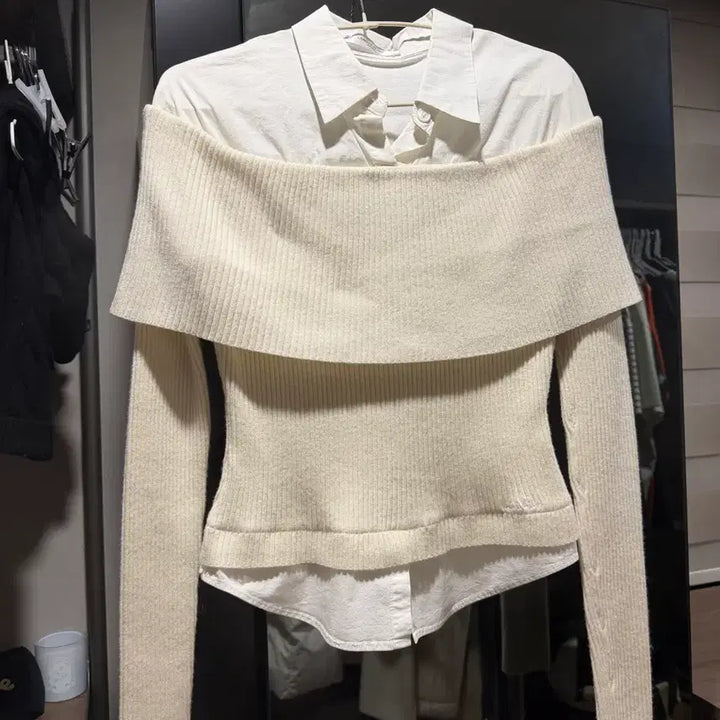 [BUNJANG] La Belle Blanc Layered Knit Ivory / 라벨르블랑 뮤즈  레이어드 니트 아이보리