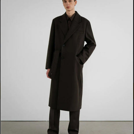 [BUNJANG] In Silence FORTEX Strap Half Double Coat Brown / L)인사일런스 FORTEX 스트랩 하프 더블 코트 BROWN 판매