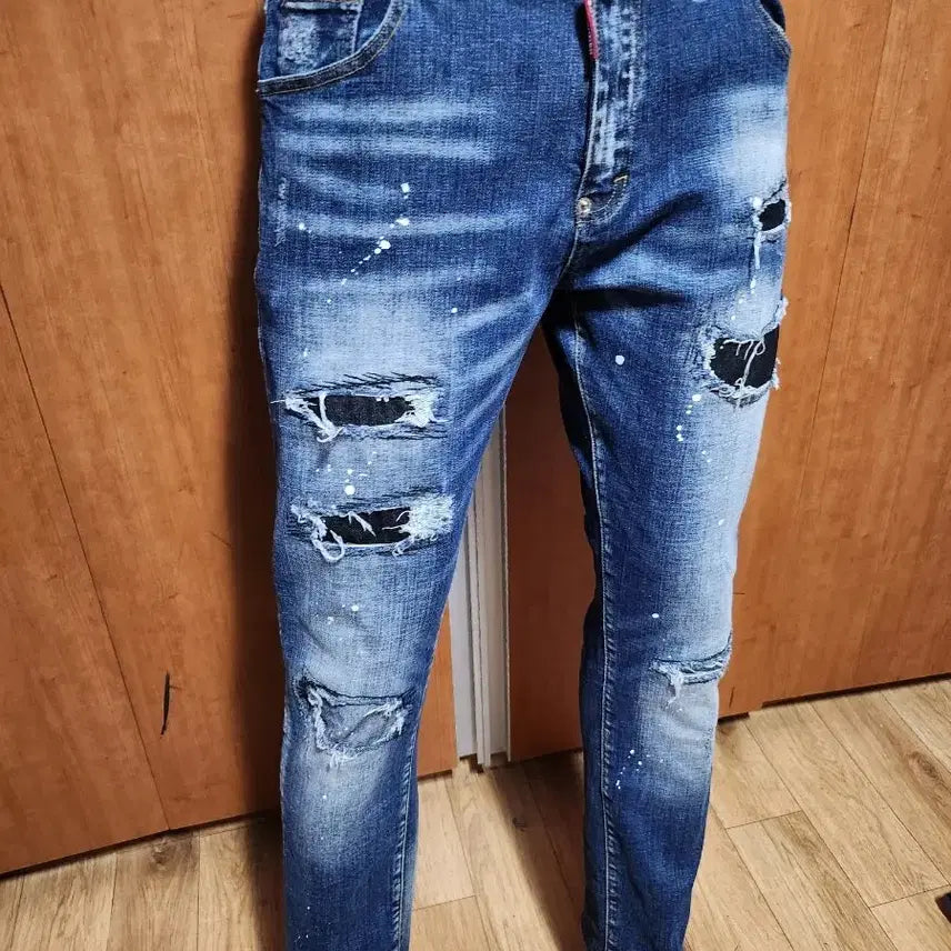 [BUNJANG] DSQUARED2 Men's Distressed Denim Jeans (34 inch) / 이테리디스퀘어드2남성스판데미지디스페인팅청바지52 입니다만 약34인치정도