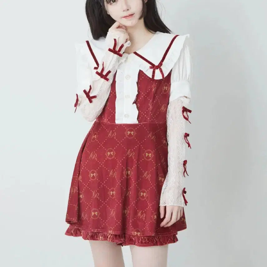 [BUNJANG] Ank Rouge Velvet Combination Dress / 새상품 Ank rouge 벨벳 콤비네이션 원피스