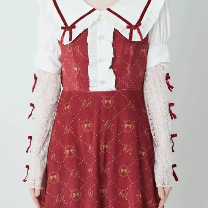 [BUNJANG] Ank Rouge Velvet Combination Dress / 새상품 Ank rouge 벨벳 콤비네이션 원피스