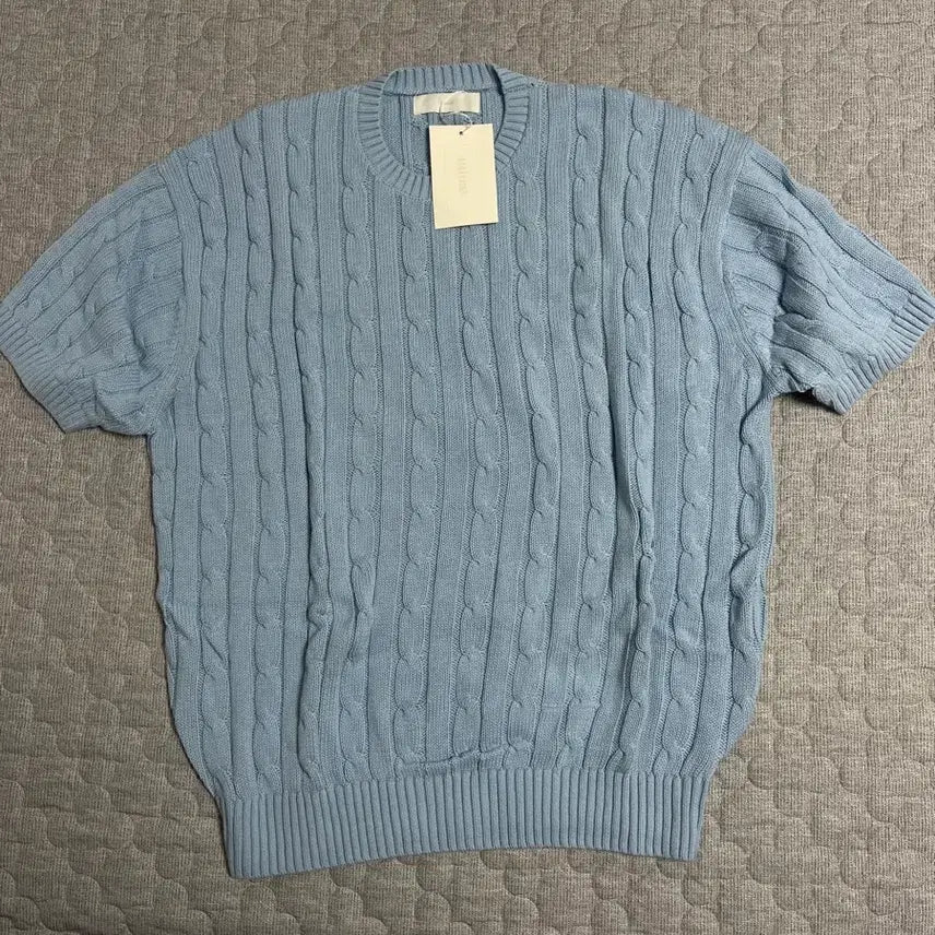 [BUNJANG] Minib Soft Cotton Cable Knit Sweater (Sky Blue) [XL] / 미니브 소프트코튼 케이블 라운드니트 (스카이블루) [XL]