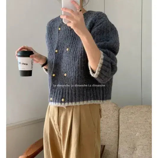 [BUNJANG] Double Button Knit Cardigan / 더블버튼 니트 가디건