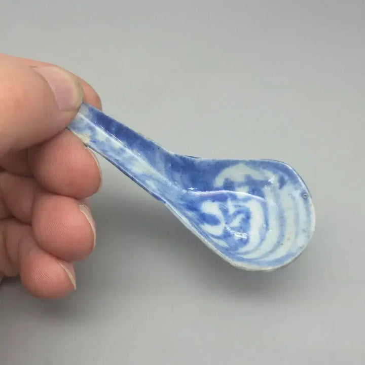 [BUNJANG] Qing Dynasty Blue and White Teaspoon / 진품 청대 청화 당초문 차스푼
