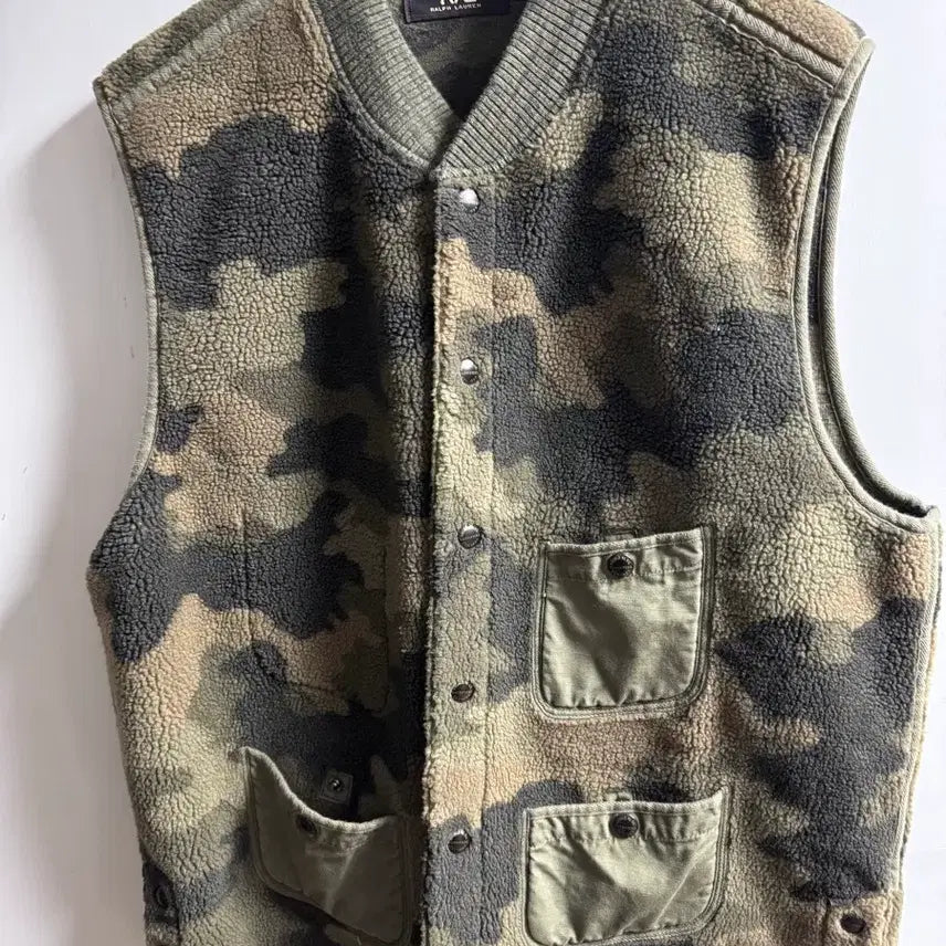 [BUNJANG] RRL Fleece Wool Camo Vest / Rrl fleece wool camo vest 라지사이즈