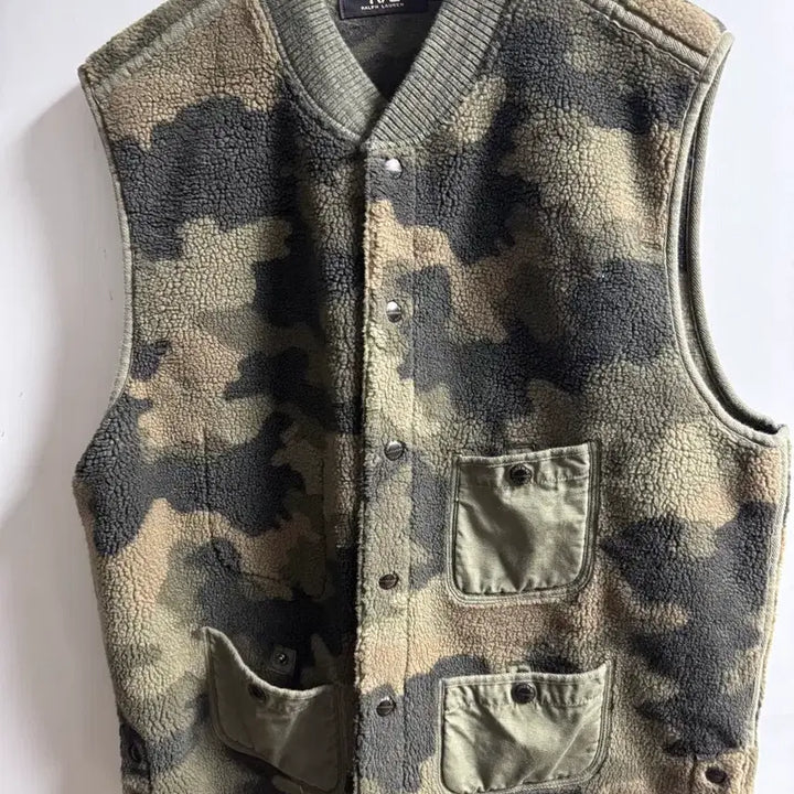 [BUNJANG] RRL Fleece Wool Camo Vest / Rrl fleece wool camo vest 라지사이즈