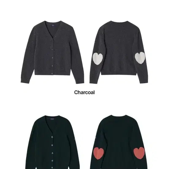 [BUNJANG] Saint James Heart Patch Wool Cardigan / 세인트제임스 하트 패치 울 가디건 발루아 차콜