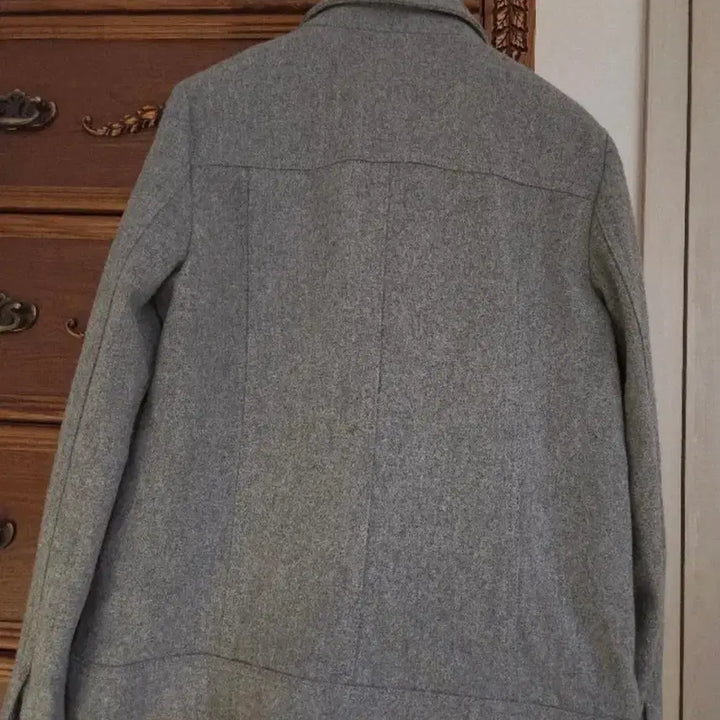 [BUNJANG] Benetton Wool Blend Gray Jacket / 베네통 울80%그레이 자켓 42(90) 스냅버튼 지퍼포켓 디테일