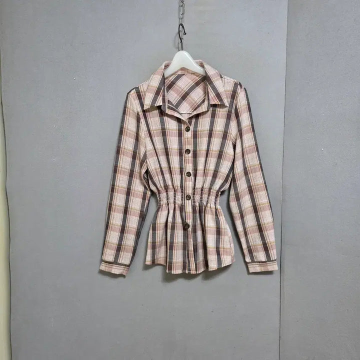 [BUNJANG] Ashley Checkered Blouse / 허리밴드 체크 블라우스 55  n2309