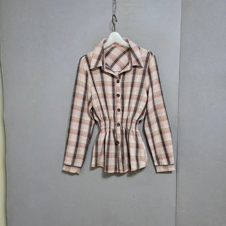 [BUNJANG] Ashley Checkered Blouse / 허리밴드 체크 블라우스 55  n2309