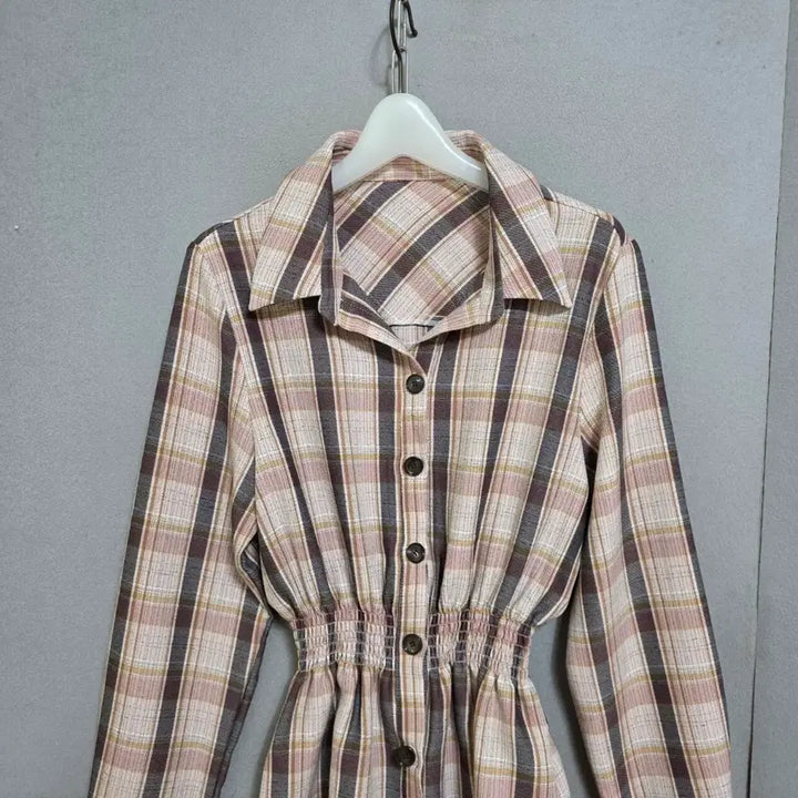 [BUNJANG] Ashley Checkered Blouse / 허리밴드 체크 블라우스 55  n2309
