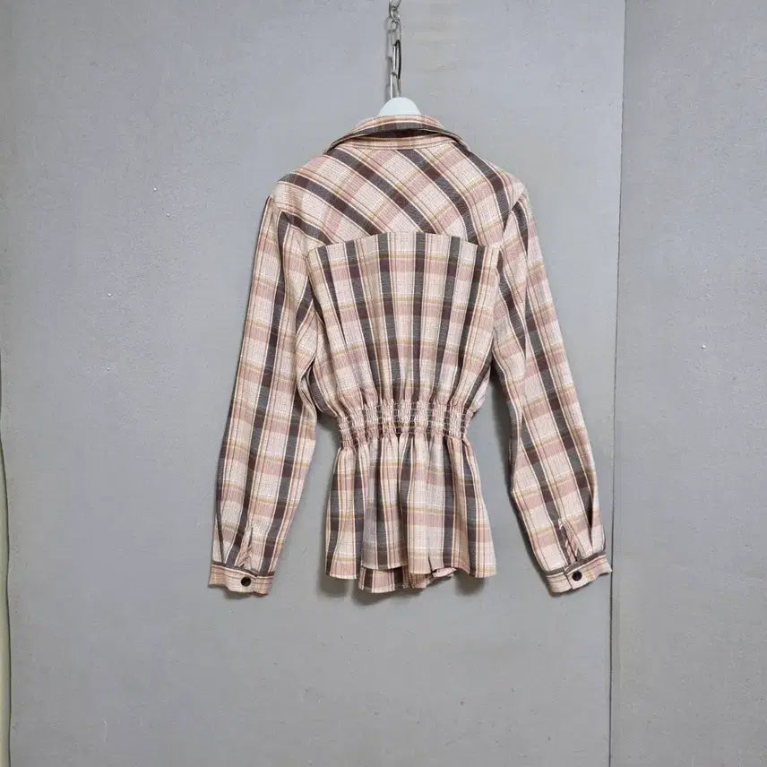 [BUNJANG] Ashley Checkered Blouse / 허리밴드 체크 블라우스 55  n2309