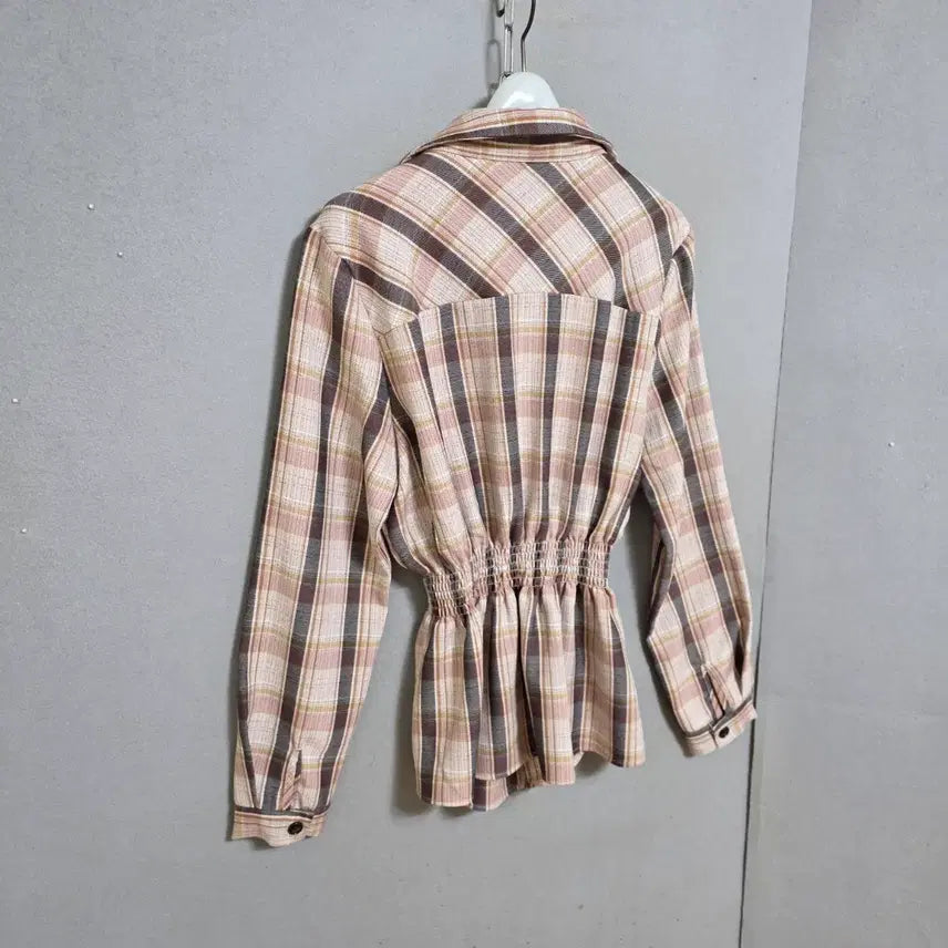 [BUNJANG] Ashley Checkered Blouse / 허리밴드 체크 블라우스 55  n2309