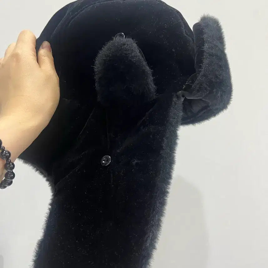 [BUNJANG] Black Fur Trooper Hat / 검정색 털 귀덮개 방한모자 트루퍼햇