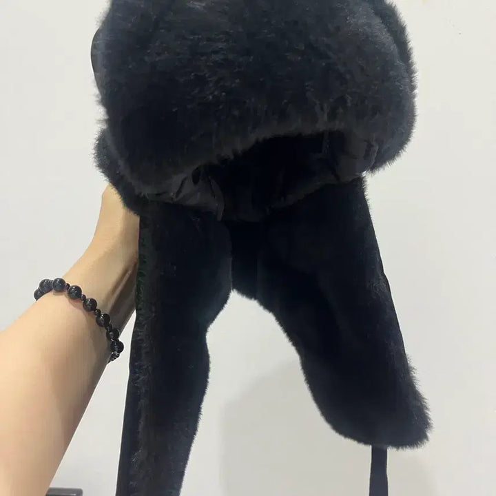 [BUNJANG] Black Fur Trooper Hat / 검정색 털 귀덮개 방한모자 트루퍼햇