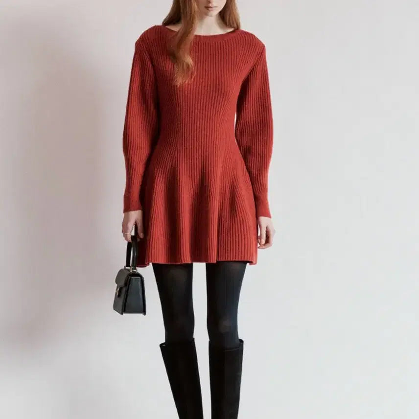 [BUNJANG] Sienne Rossi Ribbed Mini Dress Warm Red / [새상품/택o]시에 로시 리브드 미니 원피스 웜레드