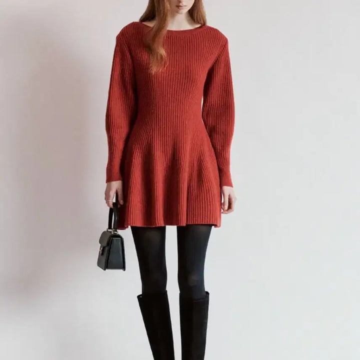 [BUNJANG] Sienne Rossi Ribbed Mini Dress Warm Red / [새상품/택o]시에 로시 리브드 미니 원피스 웜레드
