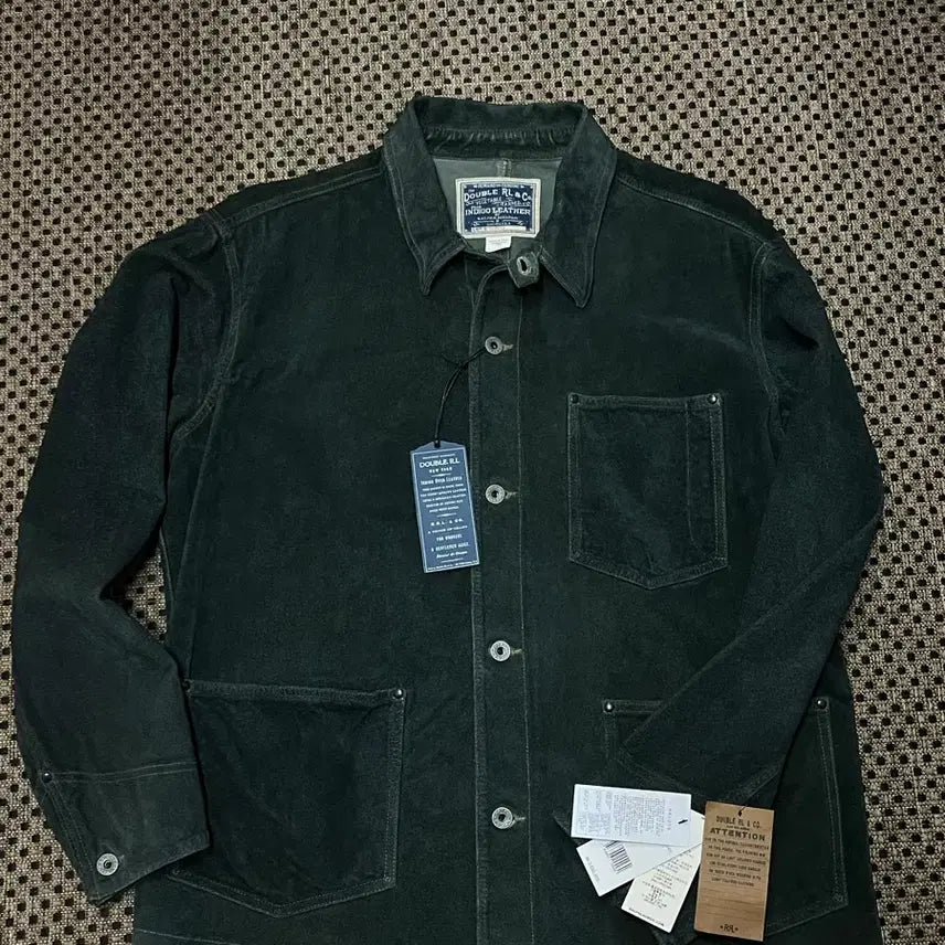 [BUNJANG] RRL Indigo Chore Leather Jacket / Rrl 더블알엘 인디고 초어 레더 자켓 L