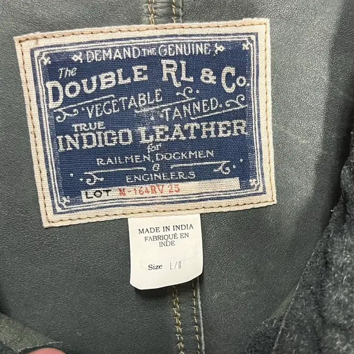 [BUNJANG] RRL Indigo Chore Leather Jacket / Rrl 더블알엘 인디고 초어 레더 자켓 L