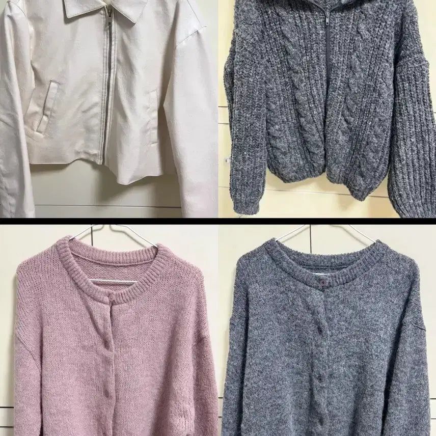[BUNJANG] Lafarge For Women, Basic Comma, Daily Cardigan Bundle Set / 가죽자켓 가디건 4종