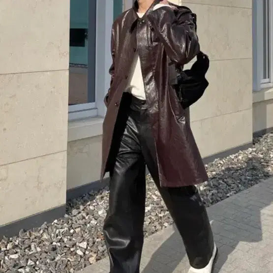 [BUNJANG] Sperone Flow Line Leather Pants Black M / 스페로네 플로우 라인 레더 팬츠 블랙 M