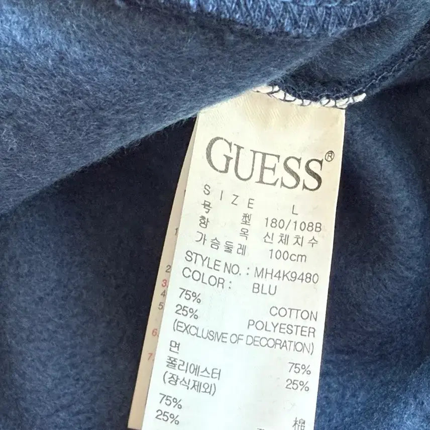 [BUNJANG] Guess Cotton Blend Fleece Sweatshirt Navy L / 새상품) 게스 GUESS 기모 맨투맨 네이비 L