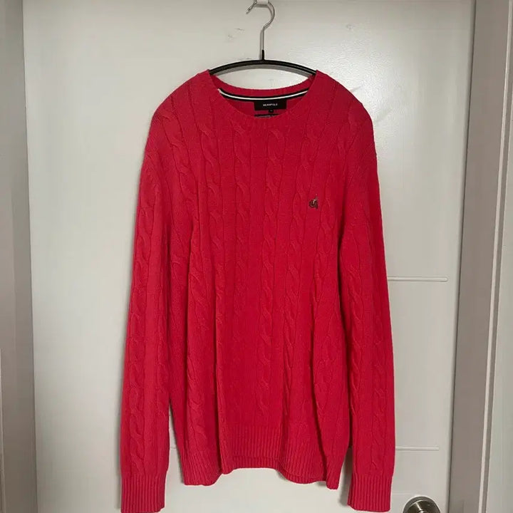 [SOLD OUT] 빈폴 다홍색 캐시미어 혼방 꽈배기 니트 M