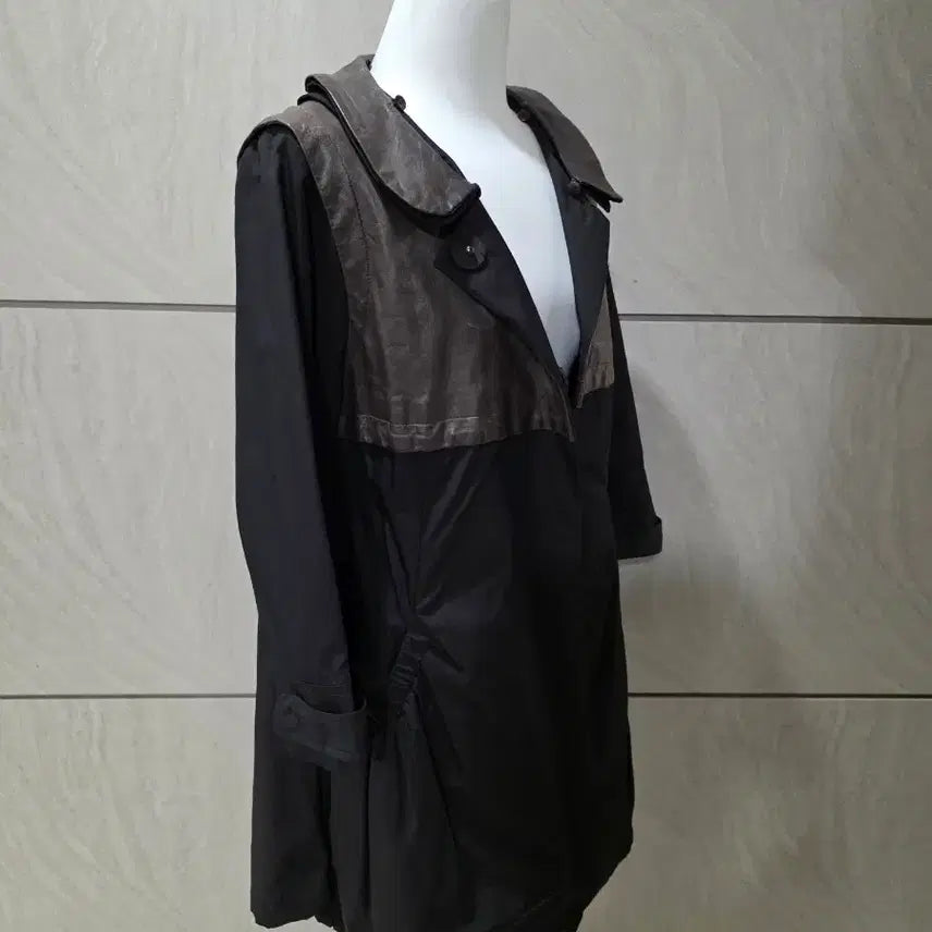 [BUNJANG] Son Jung Wan Leather Accent Jacket / 손정완 고급무드 양가죽 배색 자켓 55반 (카라탈부착)