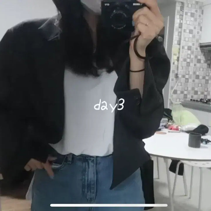 [BUNJANG] Hanu X Dienne Cropped Jacket Charcoal / 유튜버 하누 디엔느 크롭자켓 차콜